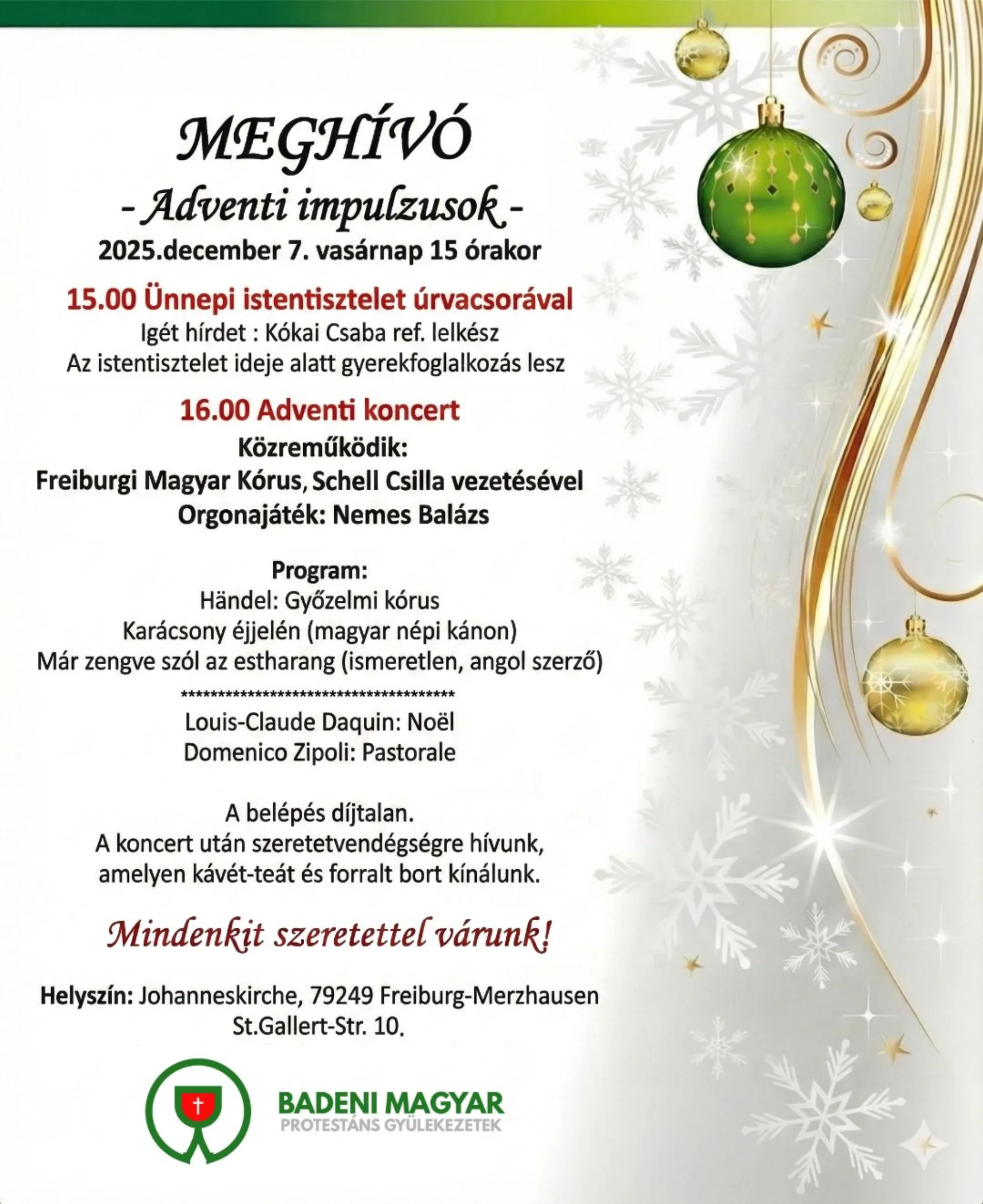 Ünnepi istentisztelet és adventi koncert