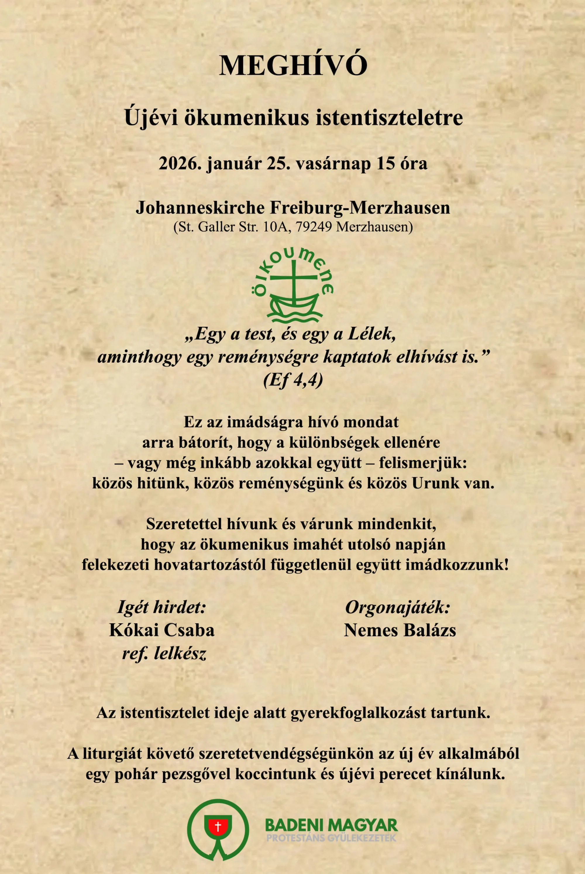 Újévi ökumenikus istentisztelet