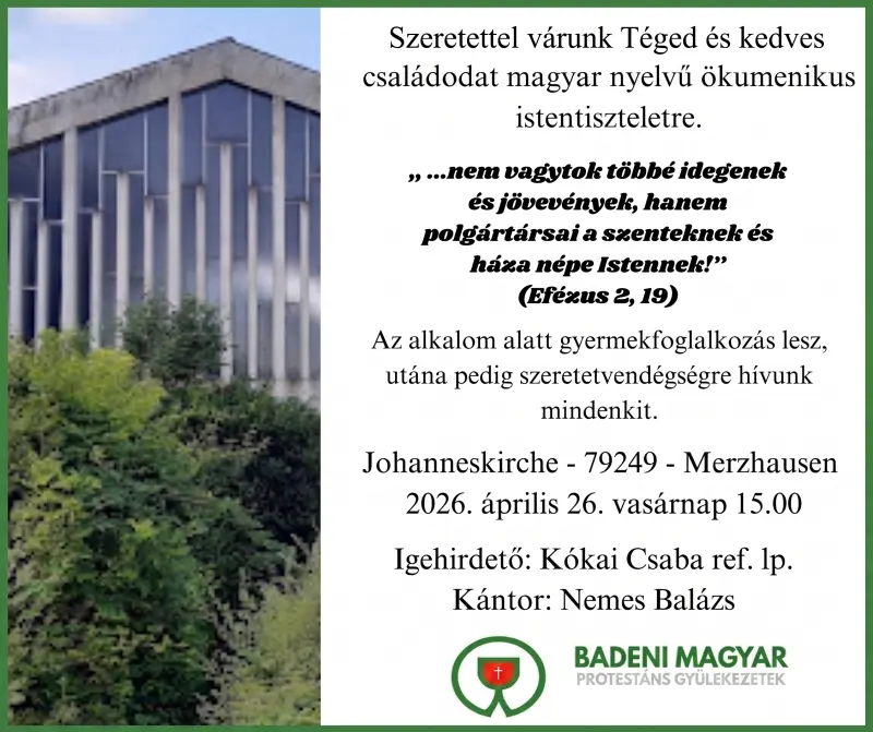 Ökumenikus magyar istentisztelet meghívó