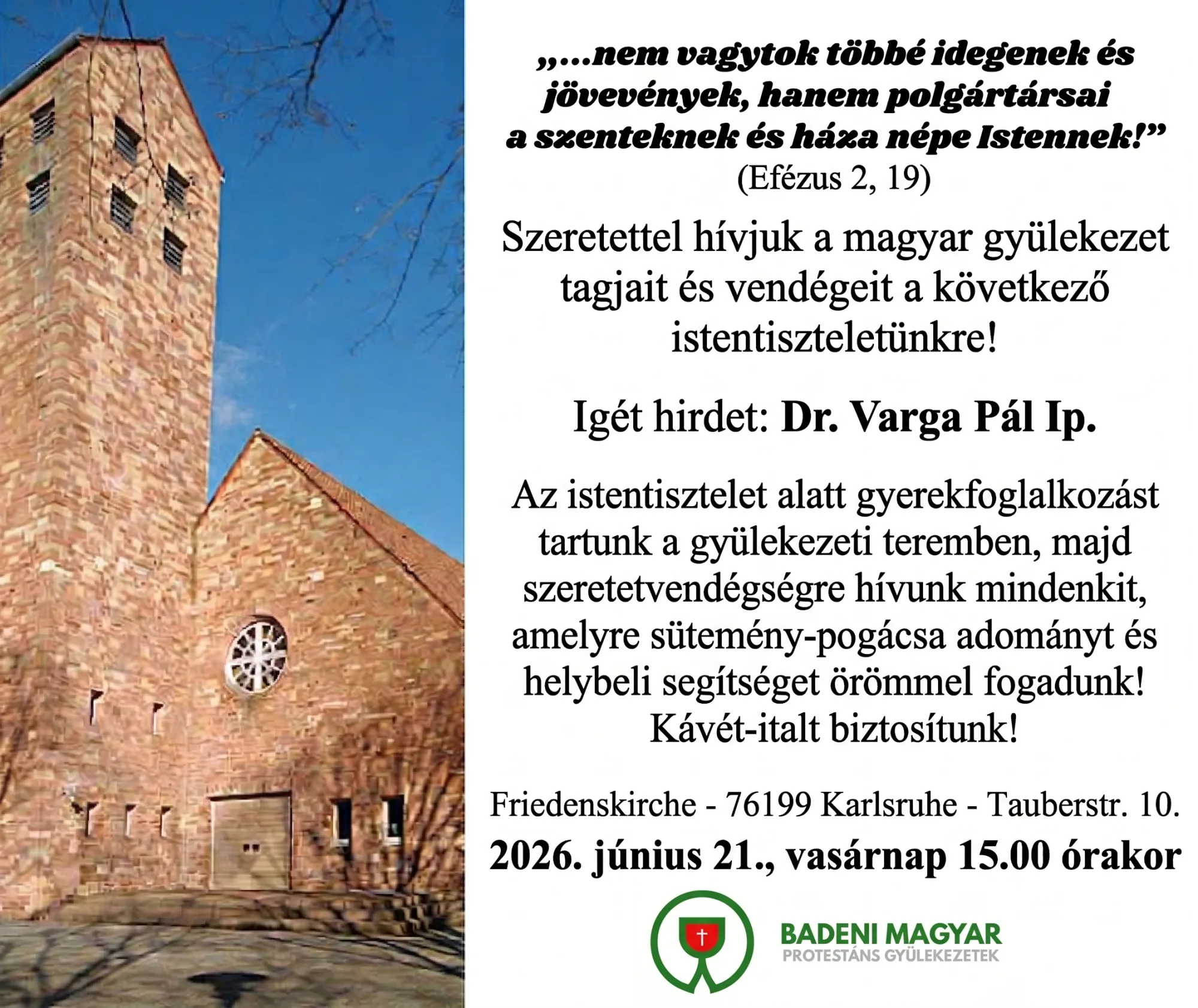 Magyar nyelvű istentisztelet